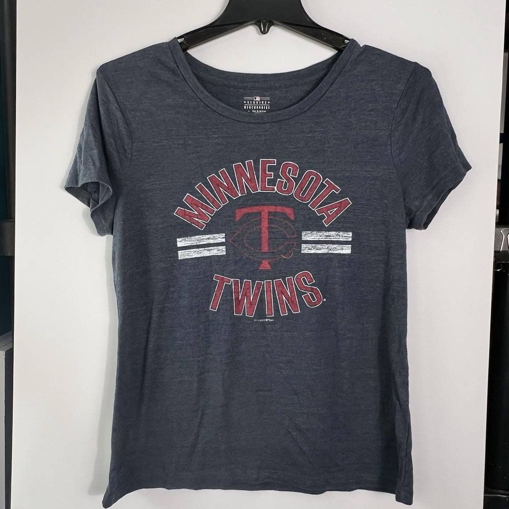 Minnesota Twins Womens Size L Navy Blue Graphic T Shirt MLB Baseball Logo